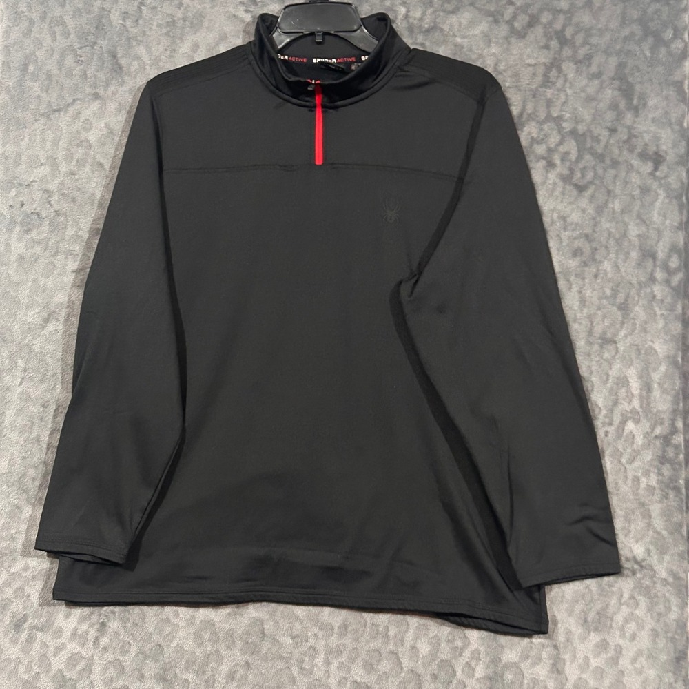 Spyder Active Mens XL Black Quarter Zip Pullover ProWEB Fleece Lined SPM808U